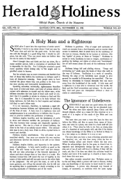 Front page of Herald of Holiness - November 12, 1924