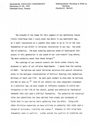 Undergraduate Teaching in Bible and Doctrine