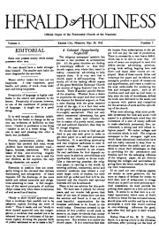 Front page of Herald of Holiness - May 29, 1925