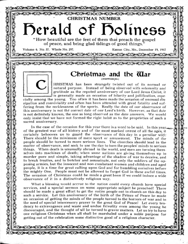 Title Page of Herald of Holiness - December 19, 1917