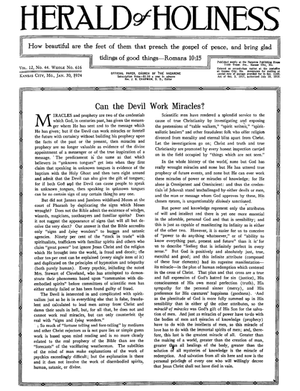 Front page of Herald of Holiness - January 30, 1924