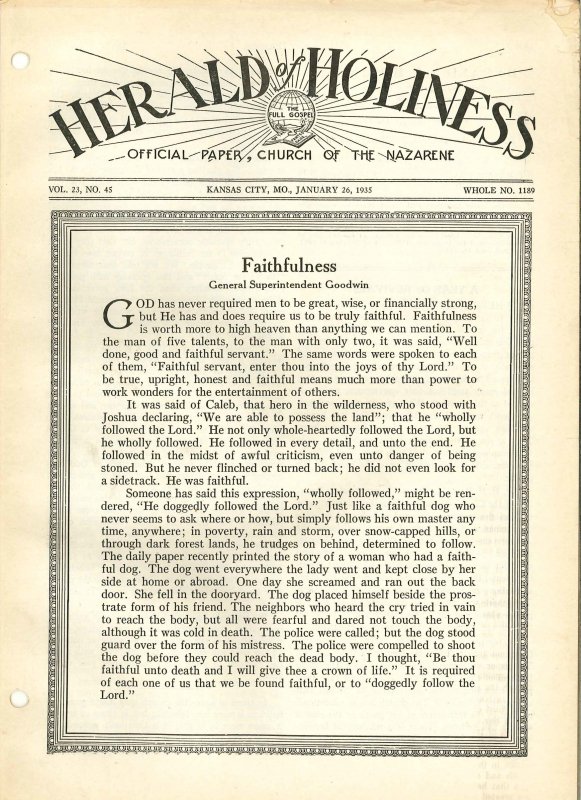 HERALD OF HOLINESS - January 26, 1935