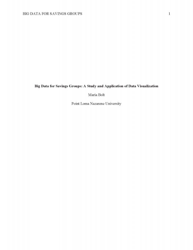 Big Data for Savings Groups: A Study and Application of Data Visualization