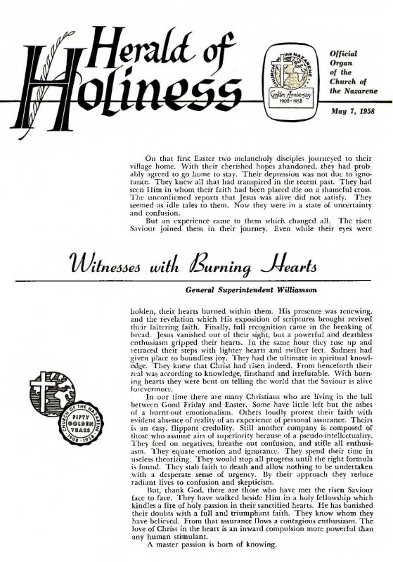 Herald of Holiness - May 7, 1958