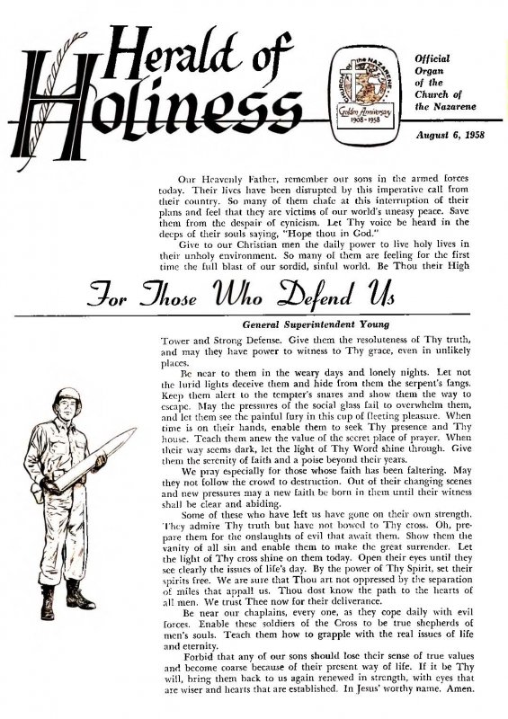 Herald of Holiness - August 6, 1958