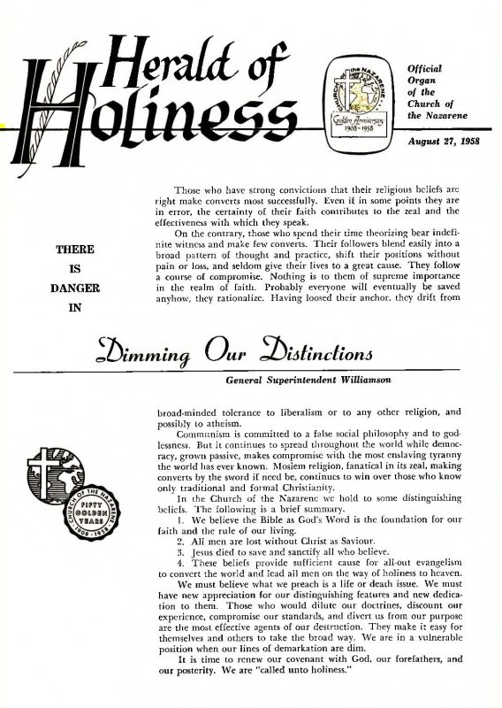 Herald of Holiness - August 27, 1958