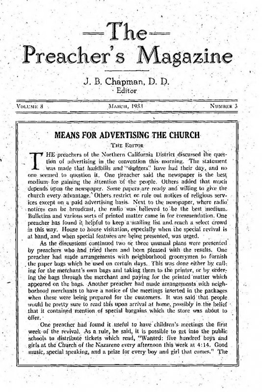 Preacher's Magazine March 1933